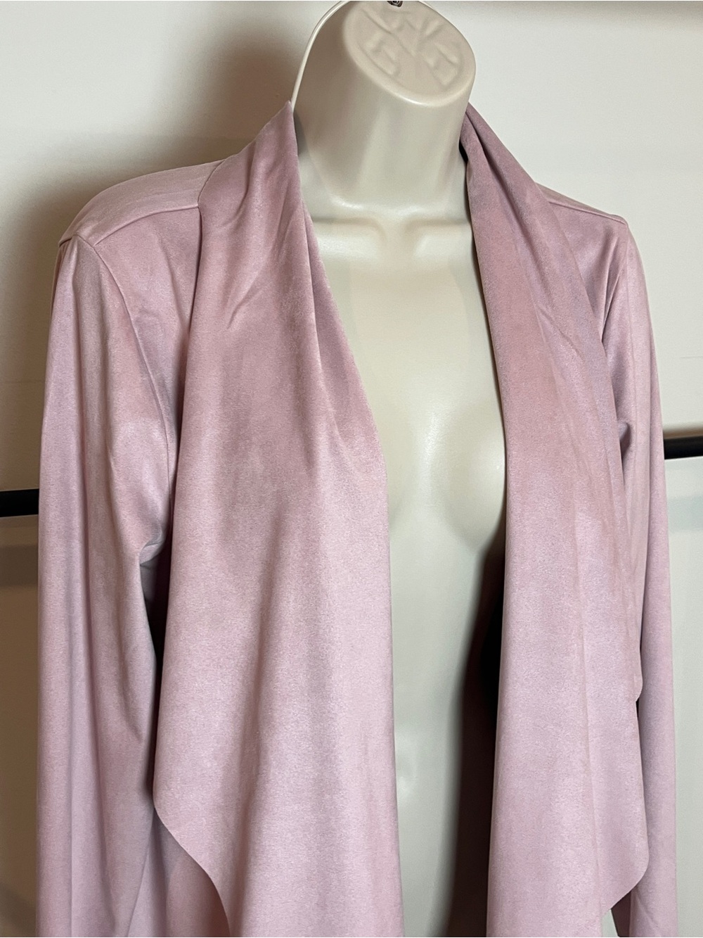 Soft Surroundings Pink Jacket Sweater Draped Open Cottage Boho Suede Medium - Picture 8 of 8